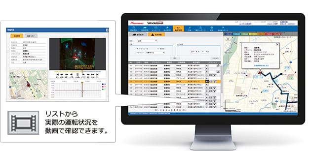 危険挙動リスト画面のイメージ